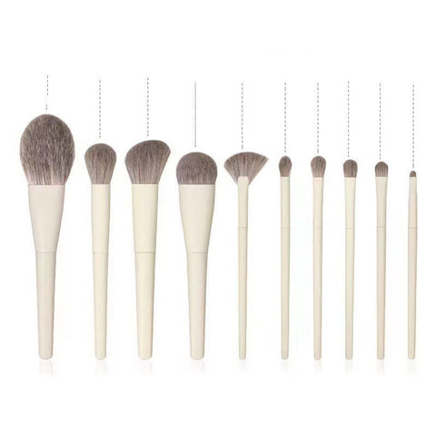 10 Zero Makeup Brushes Set Soft Artificial Fiber Hair Powder